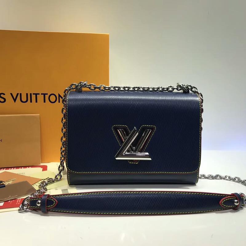LV Shoulder Handbags M54899 Water Wave Blue Rose Red Edge Silver Button
